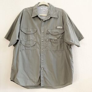 COLUMBIA PFG FISHING / RIVER SHIRT Mens L Green Mesh‎ Lined 100% Cotton